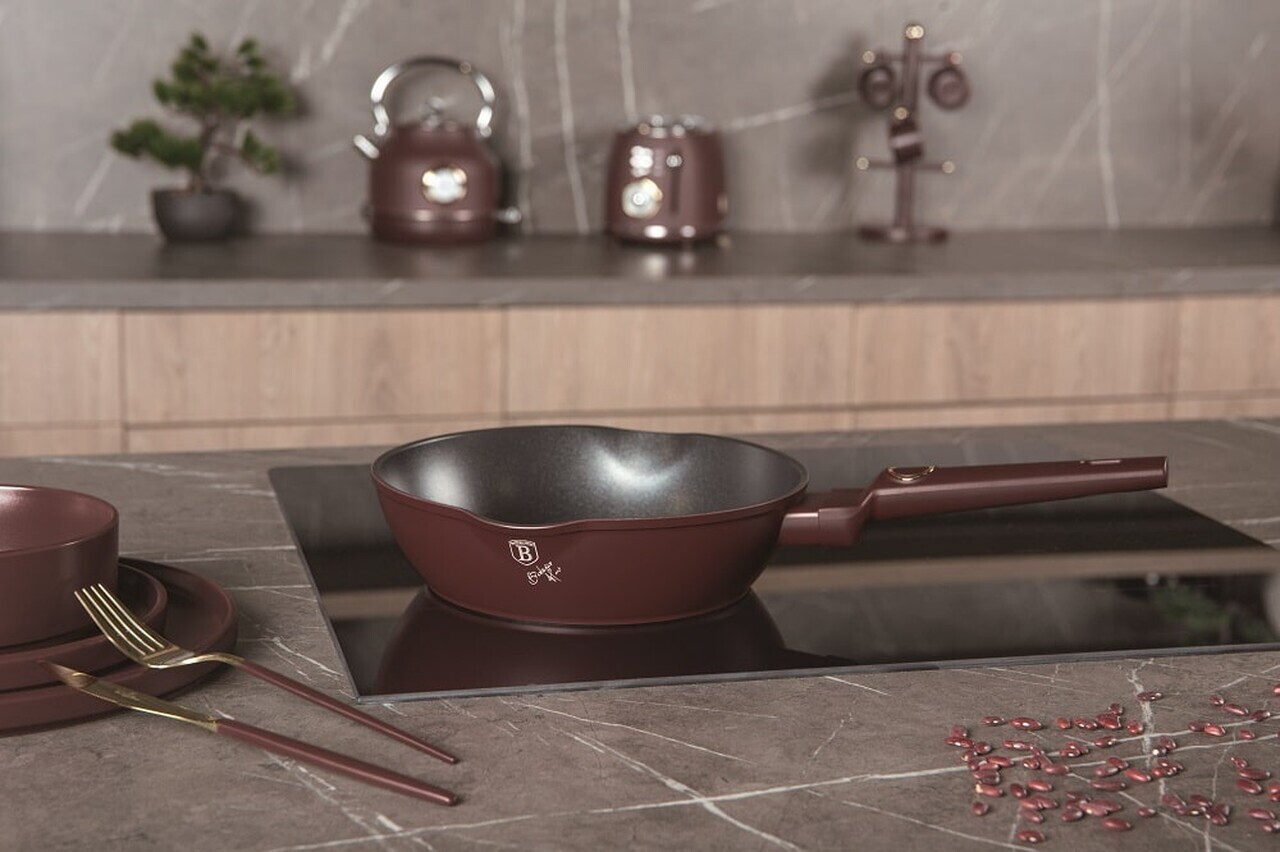 Tigaie adanca Berlinger Haus, Leonardo, 24 cm, 2.3 L, aluminiu forjat, visiniu mat - imagine 4